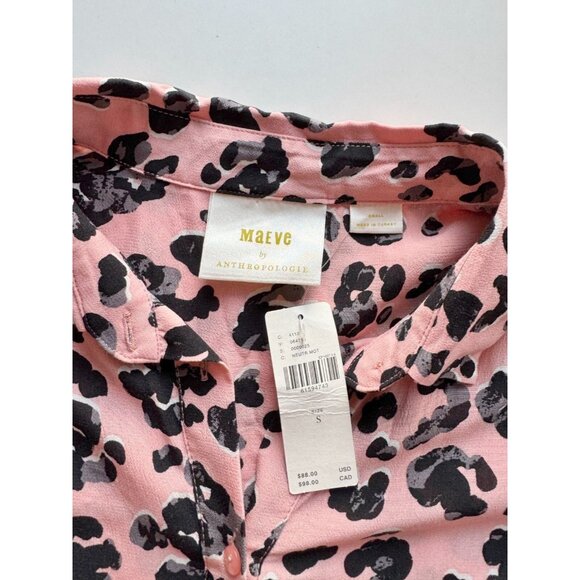 NWT MAEVE Rita Pink Black Leopard Printed Crepe Long Tunic Blouse Top, Size S - Picture 10 of 14